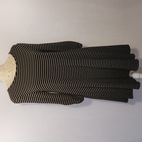 Garnet Hill Dress Tunic Striped 3/4 Sleeve Ruched Viscose Pullover Stretch Casua - Picture 1 of 13